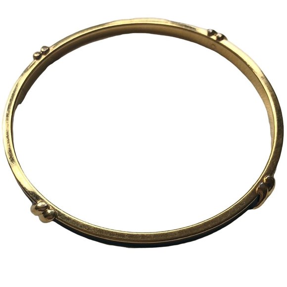 Monet Vintage Gold Tone with Black Enamel Bangle Bracelet 2.75" diameter - Picture 3 of 10
